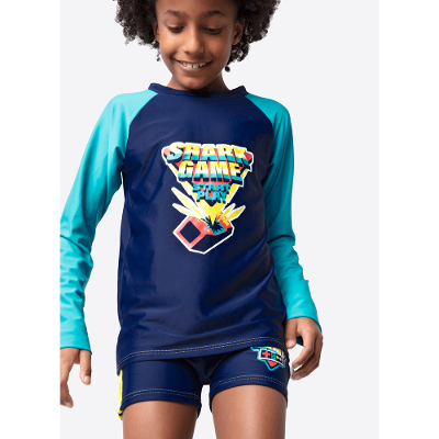 Camiseta Praia Com Proteção Solar Menino Teen Tubarão Gamer