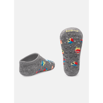 Meia Sapatinho Antiderrapante Bebê Tubarão Gamer