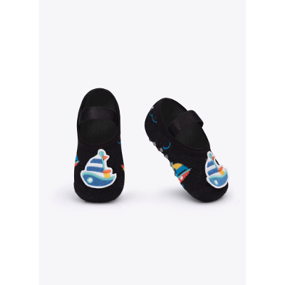 Meia Sapatilha com Antiderrapante Bebê Menino Barco