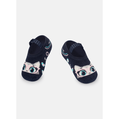 Meia Sapatilha com Antiderrapante Bebê Menina Gata