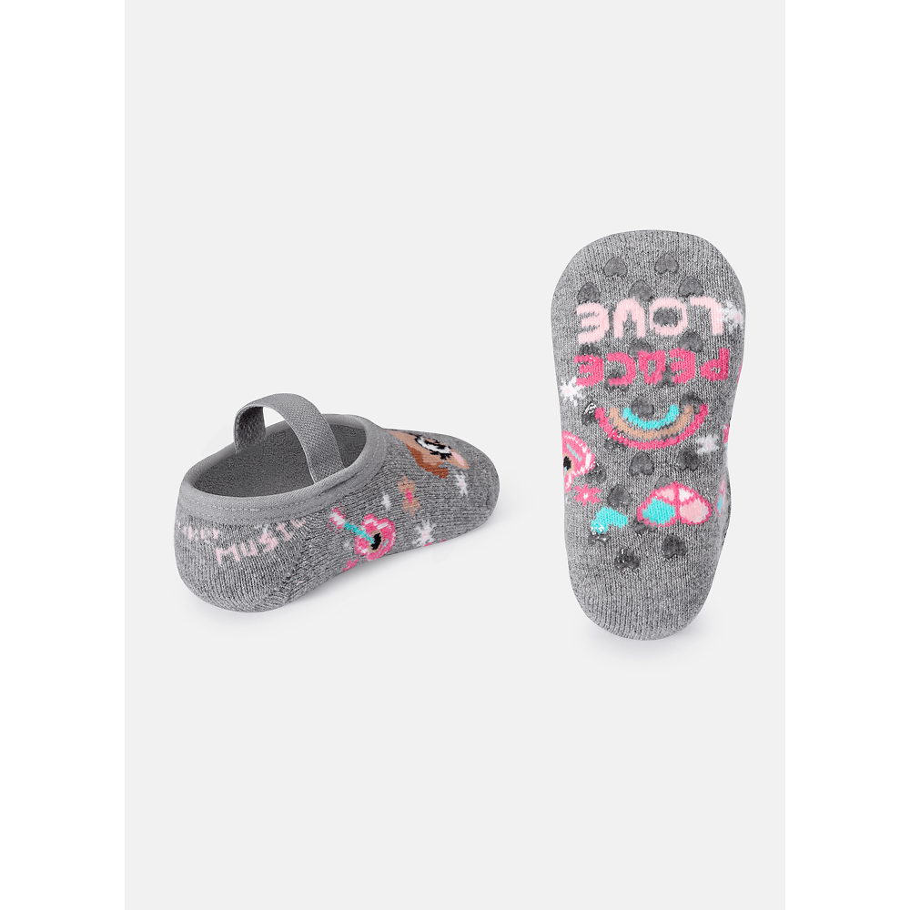 Meia Sapatilha Bebê Menina Antiderrapante Pug - 2