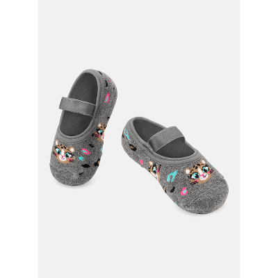 Meia Sapatilha Bebê Menina Antiderrapante Onça