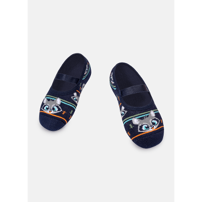 Meia Sapatilha Antiderrapante Infantil Família Guaxinim