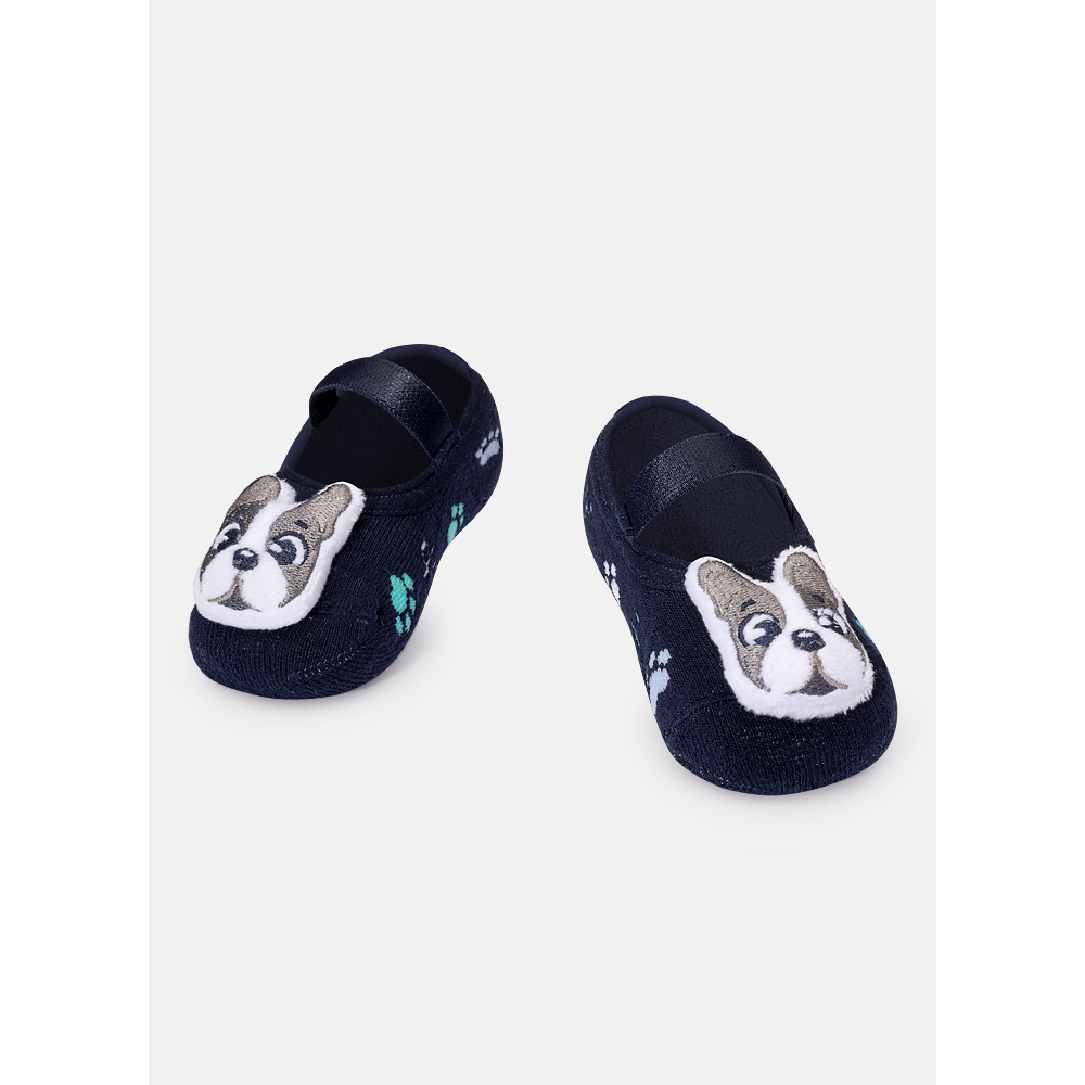 Meia Sapatilha Antiderrapante com Aplique Bebê Menino Família Pets - 1