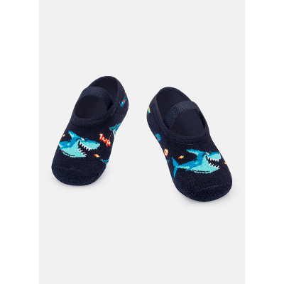 Meia Sapatilha Antiderrapante Bebê Menino Tubarão Gamer
