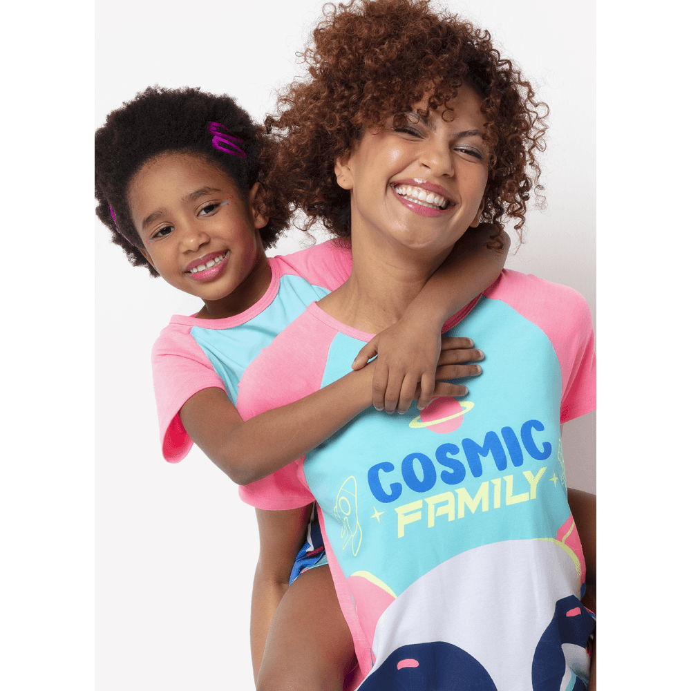 Pijama Manga Curta Viscolycra Menina Família Panda - 5