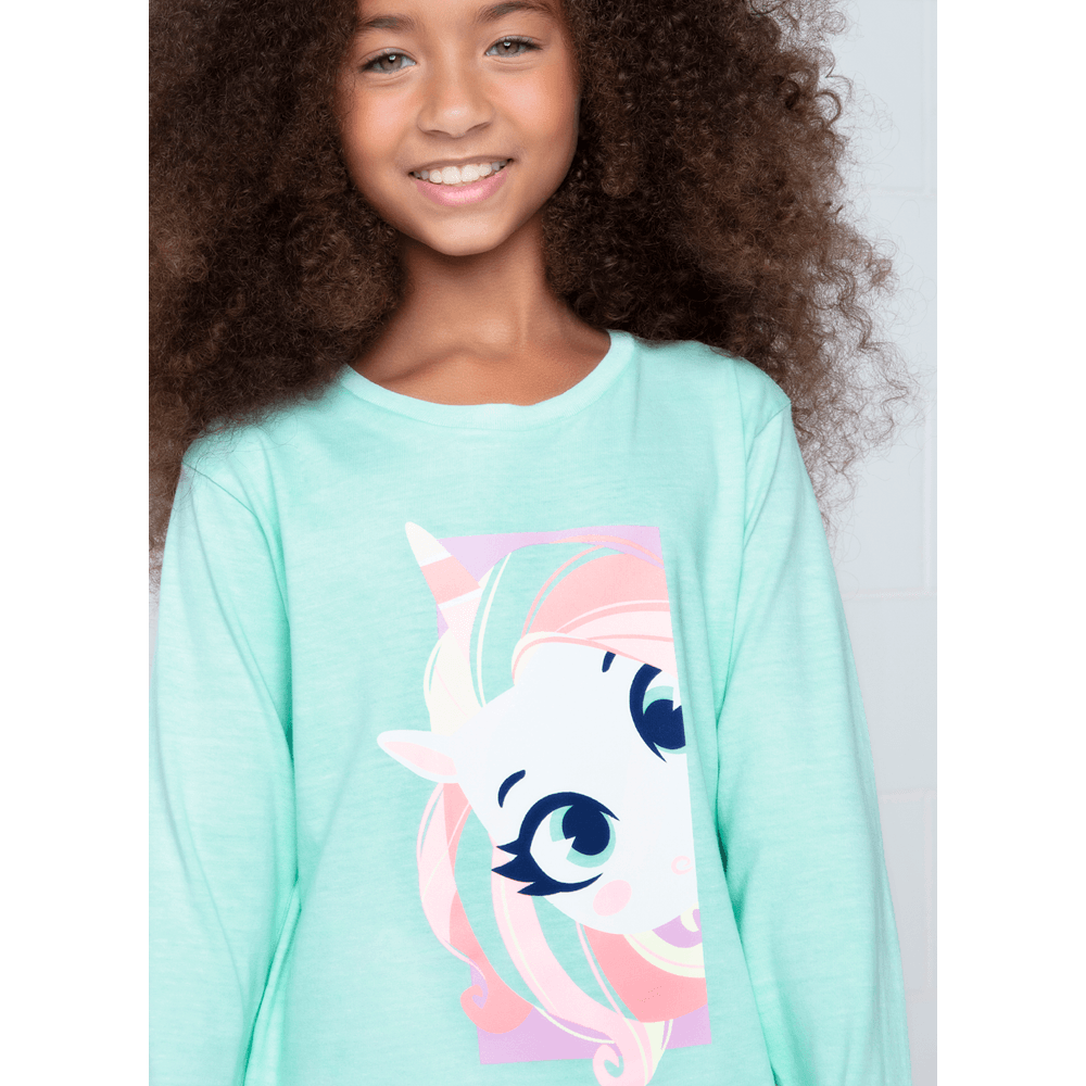 Camiseta Manga Longa Algodão Menina Unicórnio Shine - 4