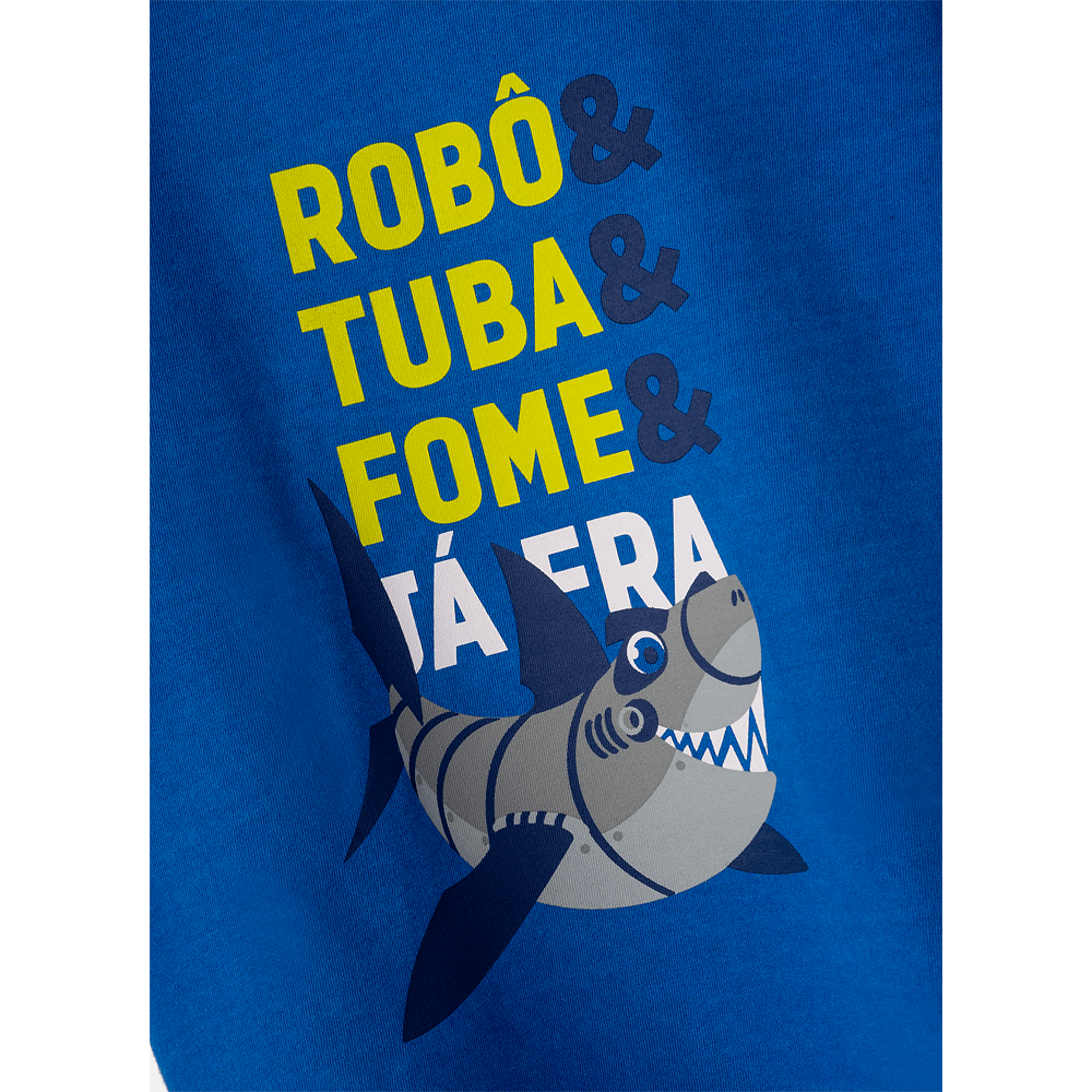 Camiseta Manga Longa Algodão Menino Tubarão Robô - 5