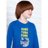 Camiseta Manga Longa Algodão Menino Tubarão Robô - 3