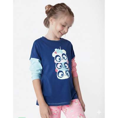 Camiseta Manga Longa Algodão Panda Shake