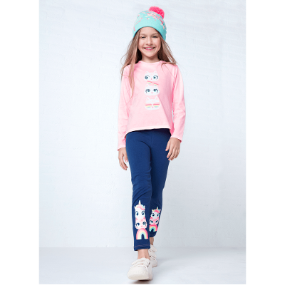 Calça Legging Infantil Cotton Unicórnio Cat