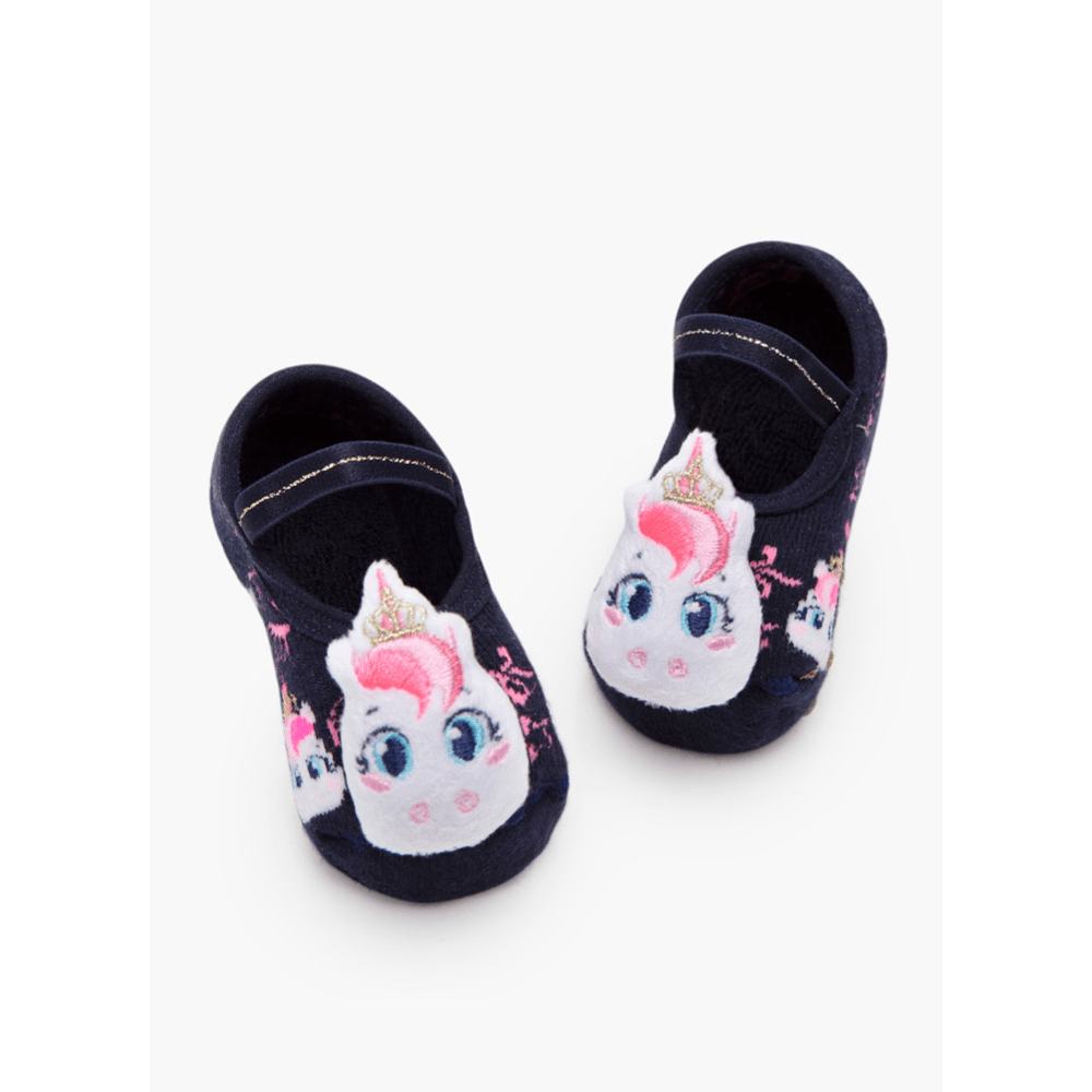 Meia Menina Sapatilha com Antiderrapante e Aplique Unicórnio - 1