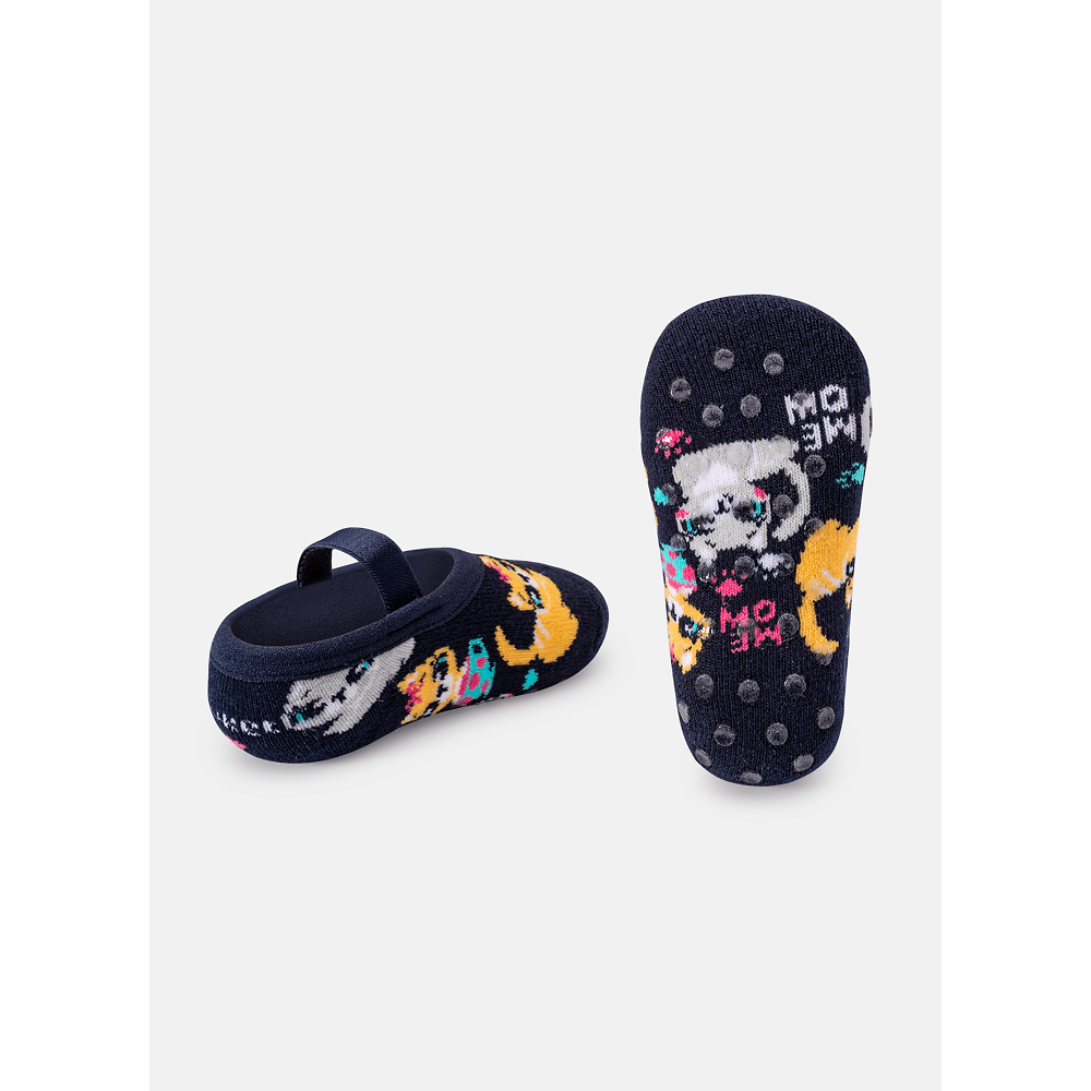 Meia Sapatilha Bebê Menina Antiderrapante Gata Meow - 2