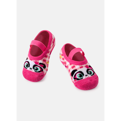 Meia Sapatilha Bebê Menina Antiderrapante Panda Shake