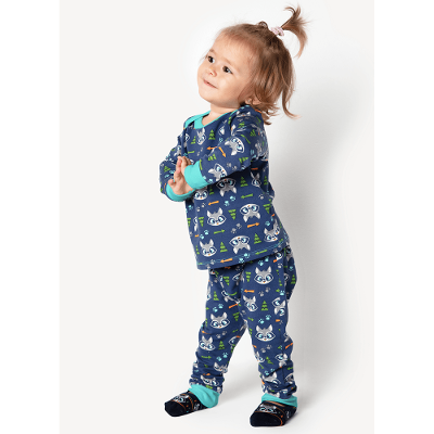 Pijama Manga Longa Bebê Unissex Viscolycra Família Guaxinim