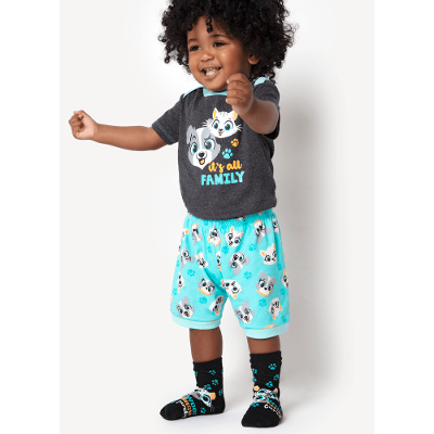 Pijama Manga Curta Bebê Menino Algodão Família Pets