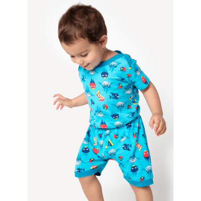 Pijama Manga Curta Bebê Algodão Tubarão Gamer