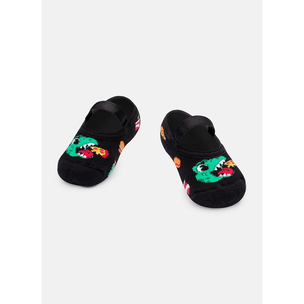 Meia Sapatilha Bebê Menino Antiderrapante Dino Food - 1