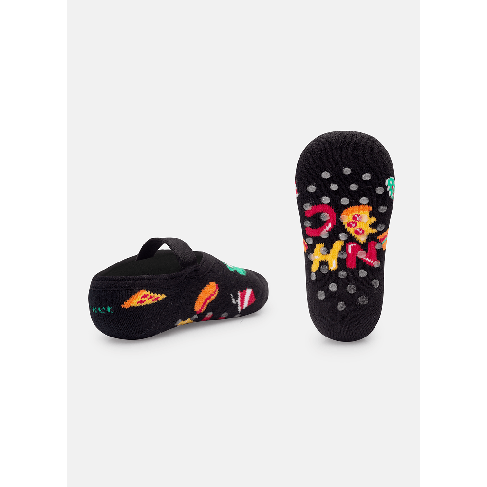 Meia Sapatilha Bebê Menino Antiderrapante Dino Food - 2