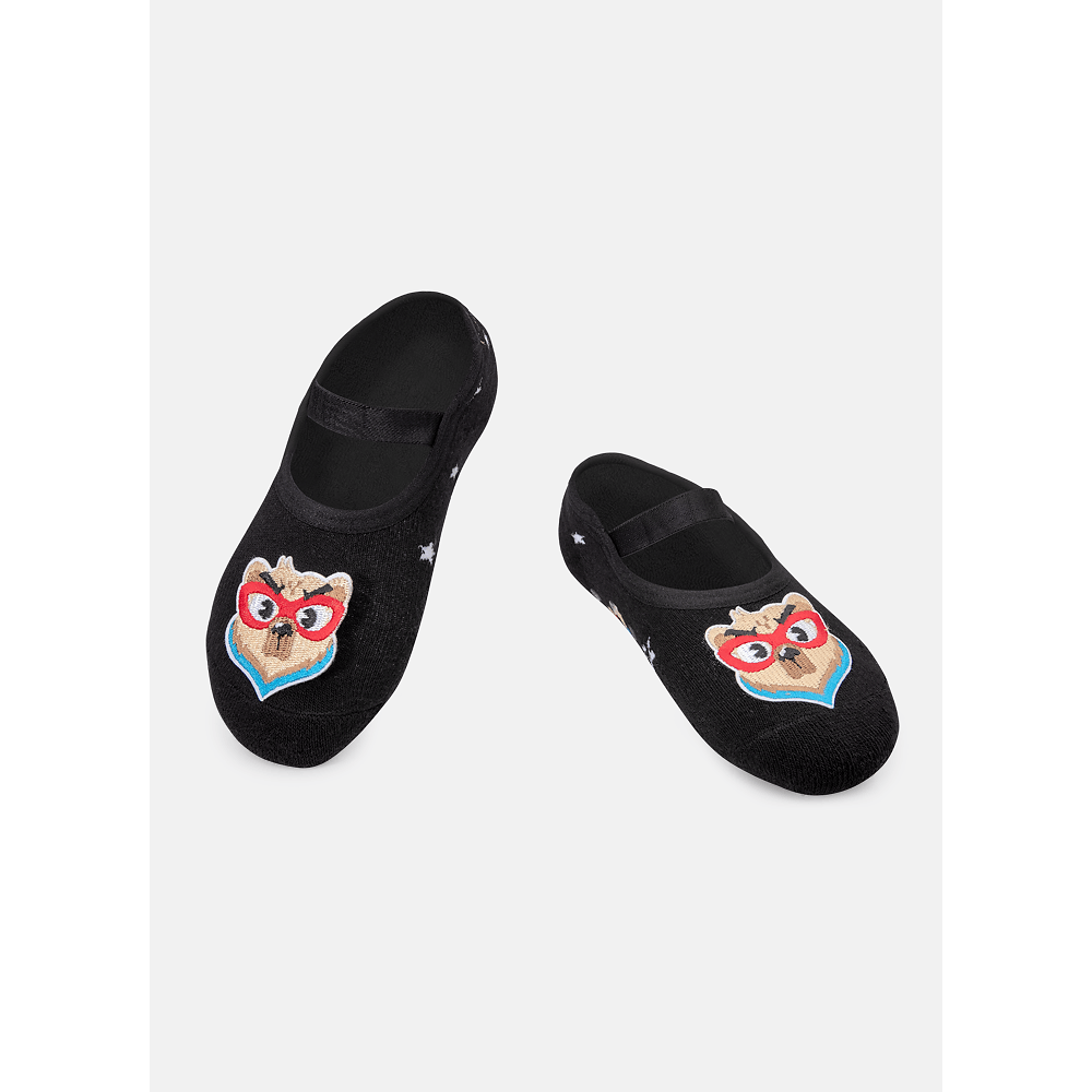 Meia Menino Sapatilha com Antiderrapante e Aplique Urso - 1