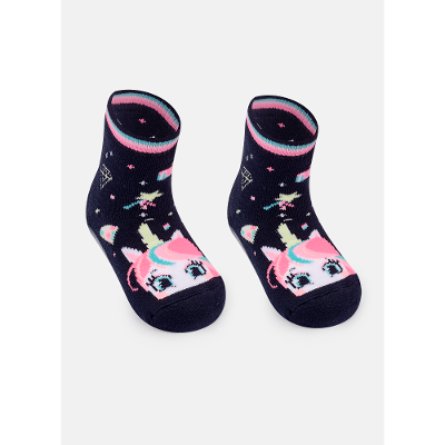 Meia Botinha Com Sola Emborrachada Bebê Menina Unicórnio Shine