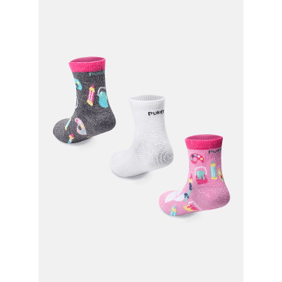 Kit com 3 Meias Soquete Bebê Menina Lhama