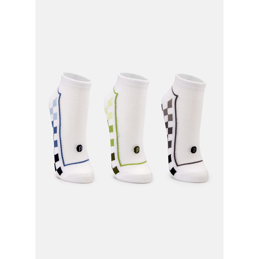 Kit com 3 Meias Soquete Adulto Quadriculado - 2