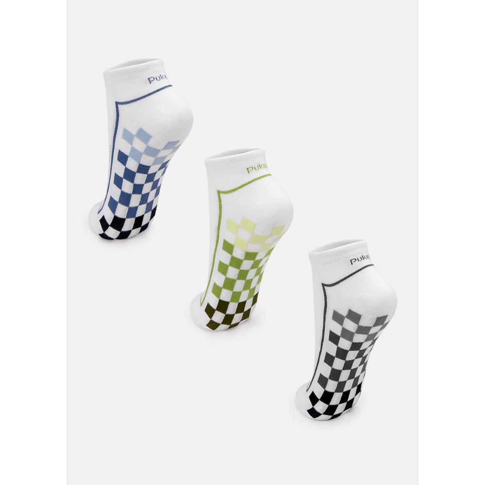 Kit com 3 Meias Soquete Adulto Quadriculado - 3