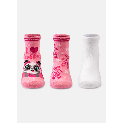 Kit com 3 Meias Bebê Menina Panda Shake
