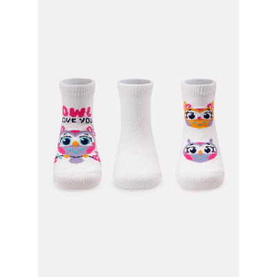 Kit com 3 Meias Bebê Menina Coruja