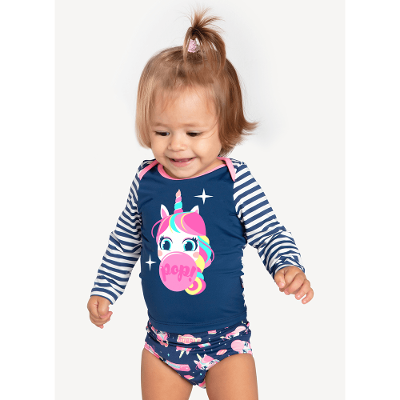 Conjunto Camiseta e Calcinha com FPS 50 Bebê Menina Unicórnio Shine