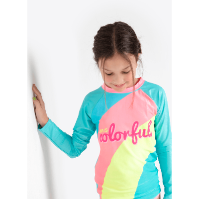 Camiseta Praia com Proteção Solar Menina Teen Unicórnio Colorful