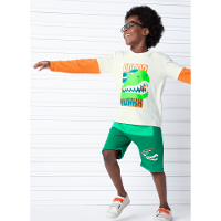 Camiseta Infantil Manga Longa Algodão Dino Surf - 3