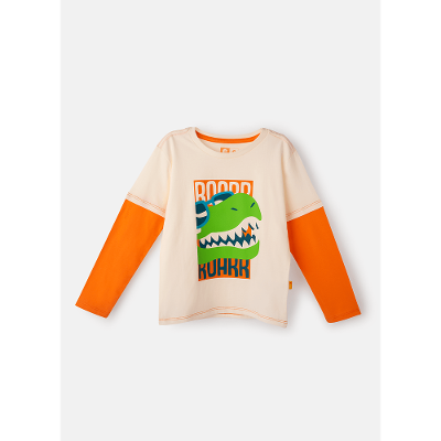Camiseta Infantil Manga Longa Algodão Dino Surf