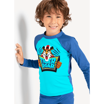 Camiseta com Proteção Solar Menino Tigre Roar