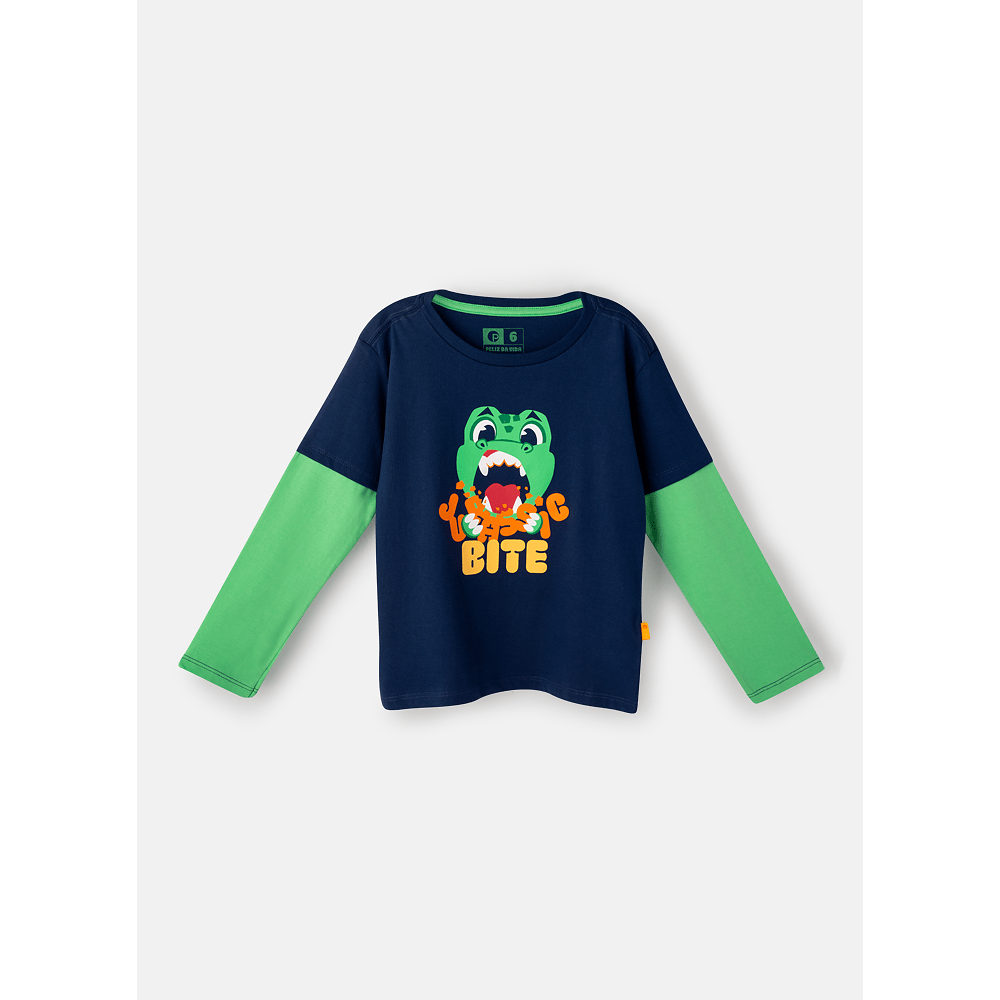 Camiseta Infantil Manga Longa Algodão Dino Food - 1