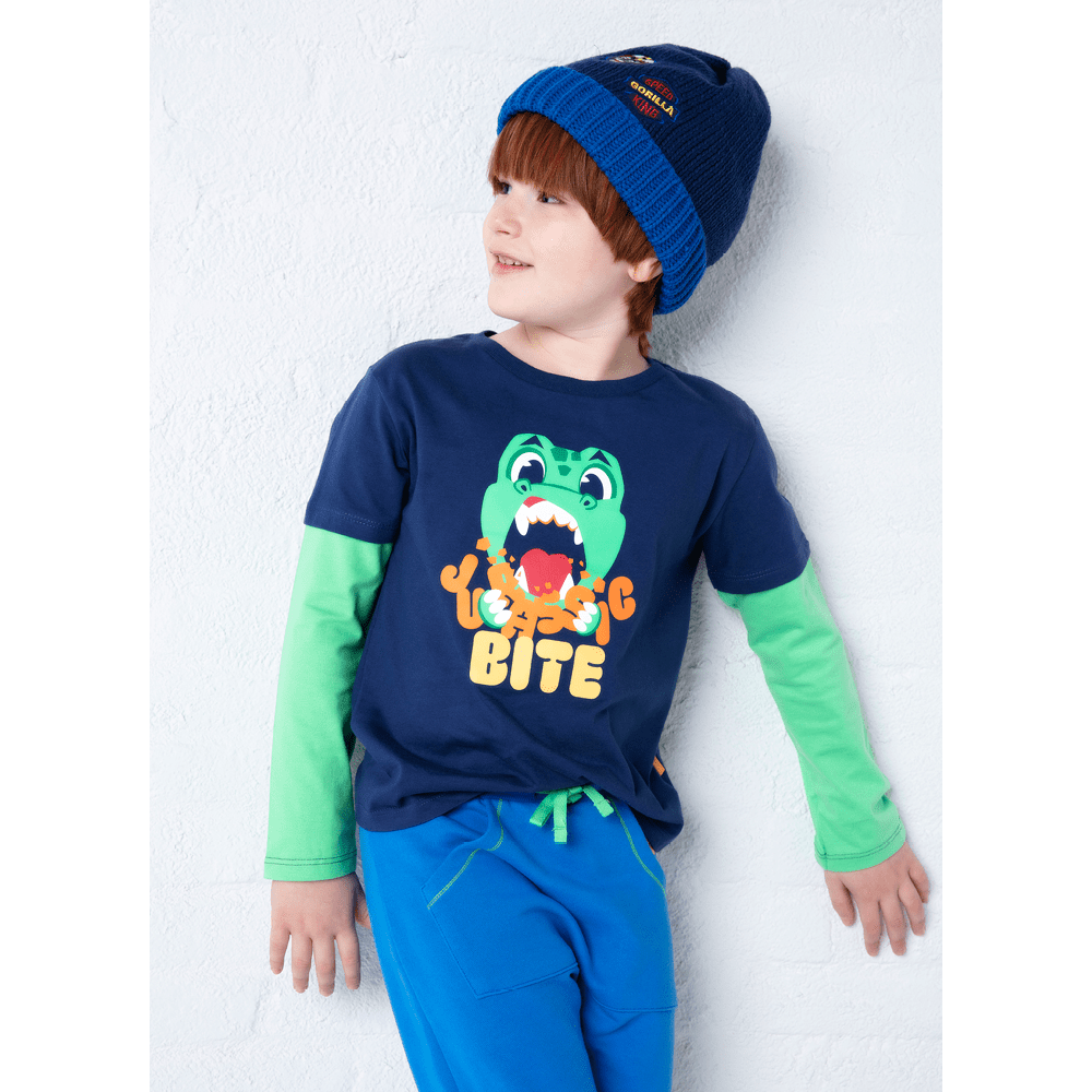 Camiseta Infantil Manga Longa Algodão Dino Food - 3