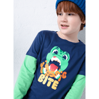 Camiseta Infantil Manga Longa Algodão Dino Food - 2