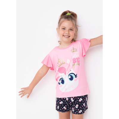 Pijama Manga Curta Viscolycra Menina Unicórnio