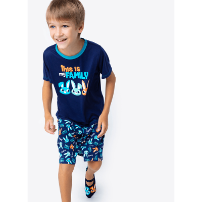 Pijama Manga Curta Viscolycra Menino Família Coelho