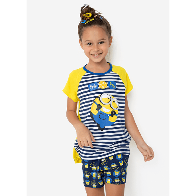 Pijama Manga Curta Viscolycra Menina Minions