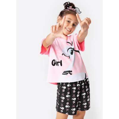 Pijama Manga Curta Viscolycra Menina Cisne
