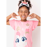 Pijama Manga Curta Menina Teen Viscolycra Unicórnio - 3