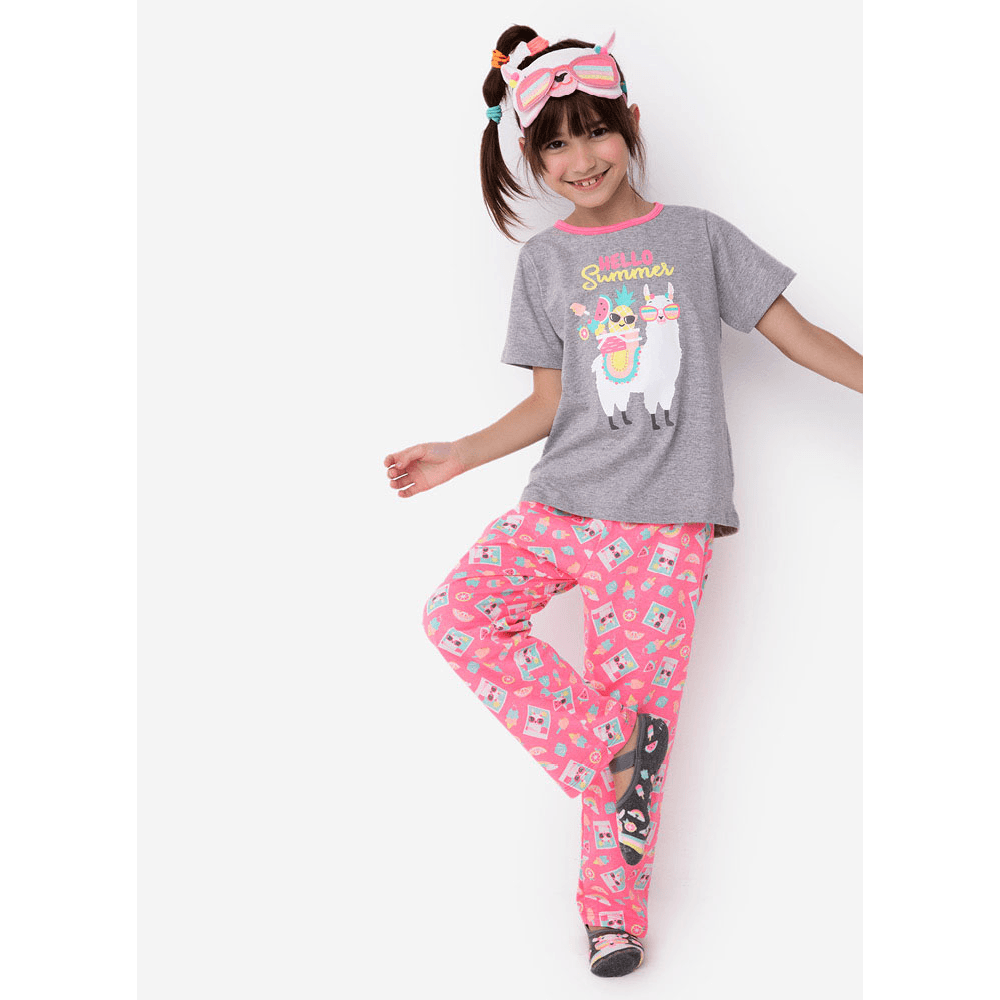 Pijama Manga Curta Menina Lhama - 1