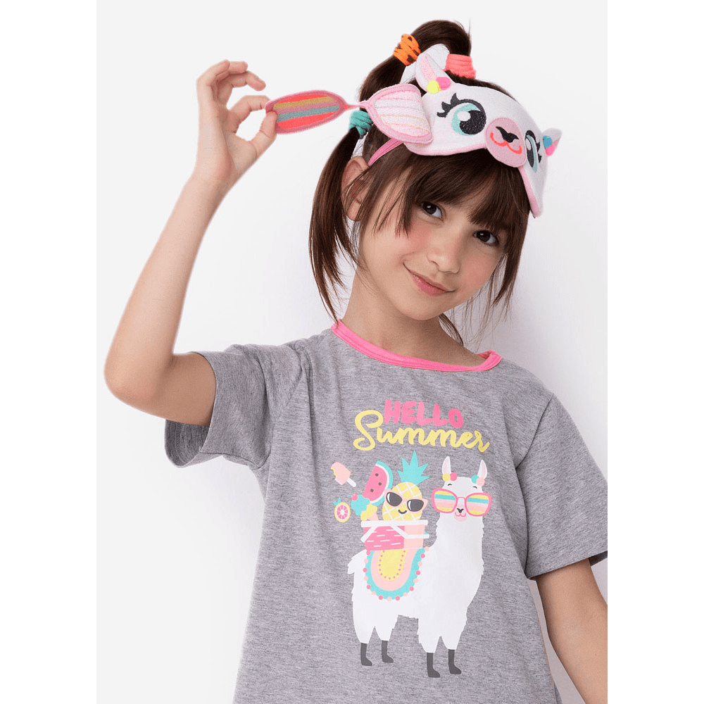 Pijama Manga Curta Menina Lhama - 2