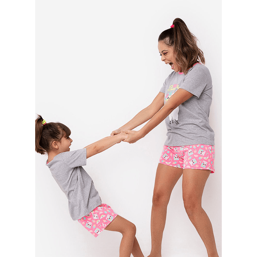 Pijama Manga Curta Algodão Menina Lhama Summer - 2