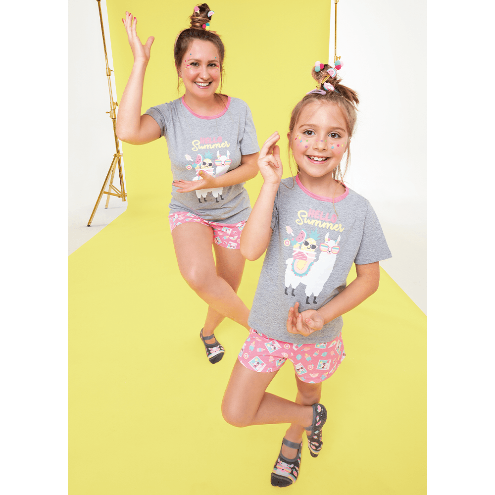 Pijama Manga Curta Algodão Menina Lhama Summer - 4