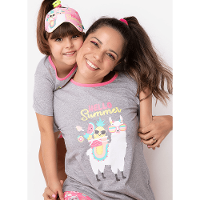 Pijama Manga Curta Algodão Menina Lhama Summer - 3