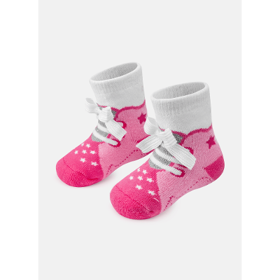 Meia Soquete Bebê RN Menina Tênis Rosa com Aplique Laço