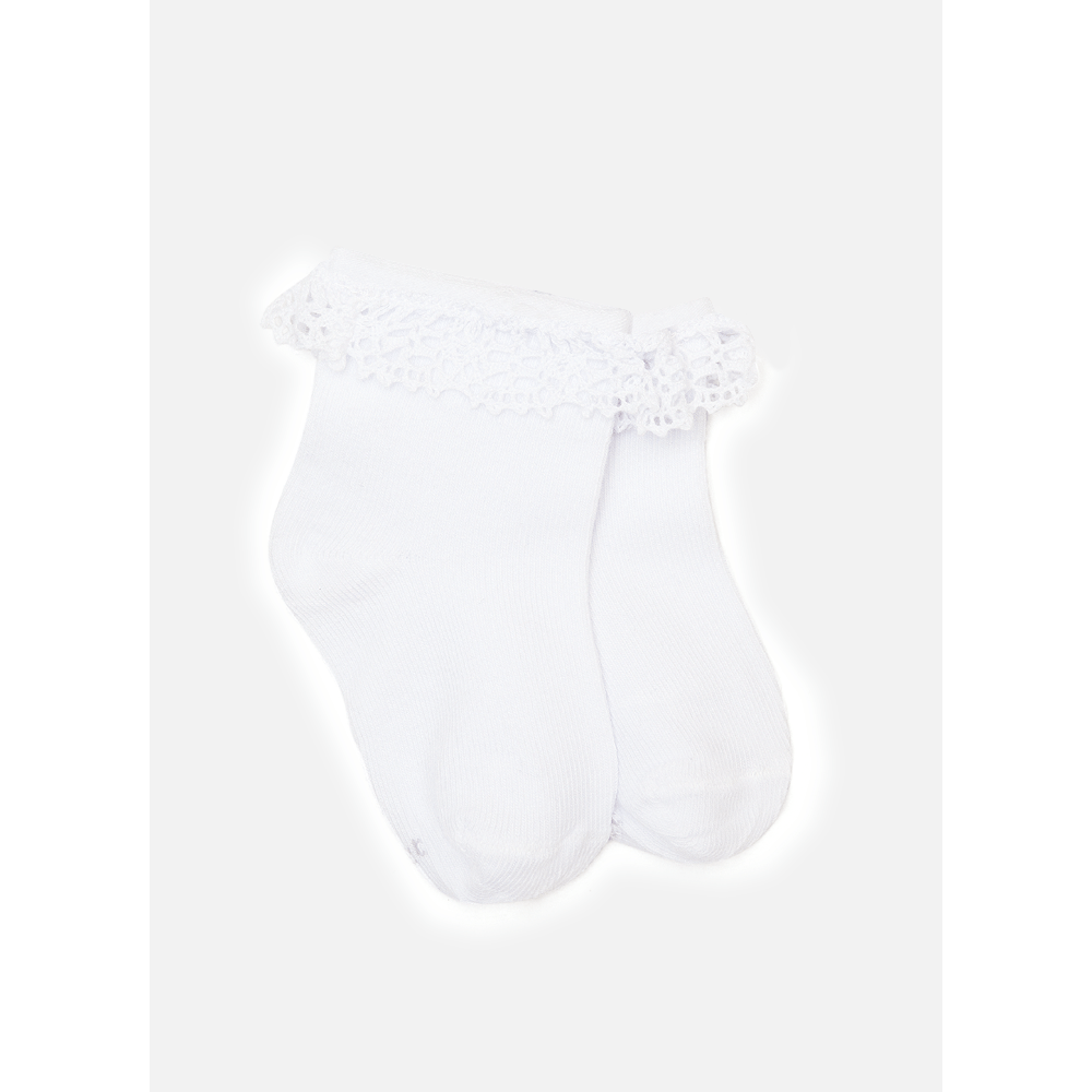 Meia Soquete com Aplique Renda Bebê Menina Lisa - 1